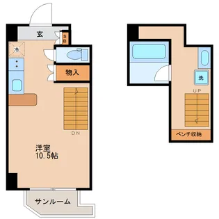 宮城県仙台市若林区中倉3【マンション】の間取り