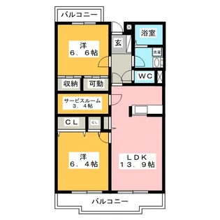 サンパティーク香貫【2階】の間取り