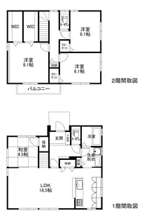 山梨県甲府市池田2【一戸建】の間取り
