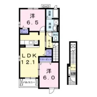 エクセル三ノ宮A・B・C【2階】の間取り