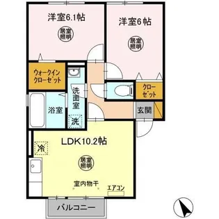 サニーウエル A【2階】の間取り