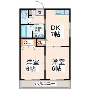 2DKの間取り画像