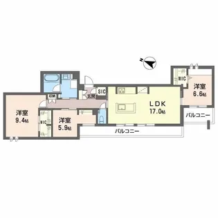 大阪府豊中市上新田1【マンション】の間取り