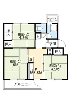UR総持寺【4階】の間取り