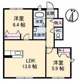 フルーツランド B棟【1階】の間取り
