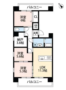 3SLDKの間取り画像