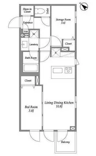 ラ・ペルラ市谷砂土原町【2階】の間取り