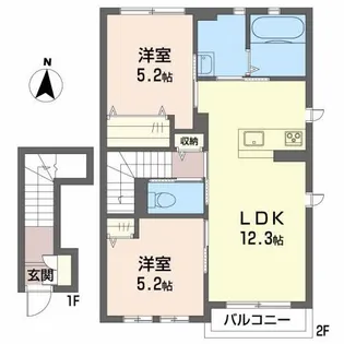アルフラット弁天【2階】の間取り
