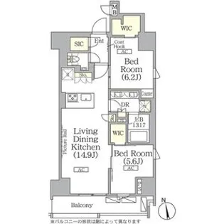 ザ・パークハビオ神楽坂レジデンスSouth【10階】の間取り