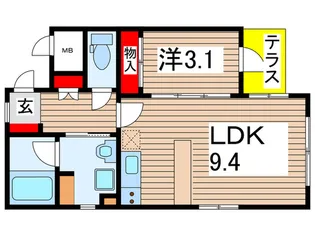 アズーロ・エ・マローネ本厚木【1階】の間取り