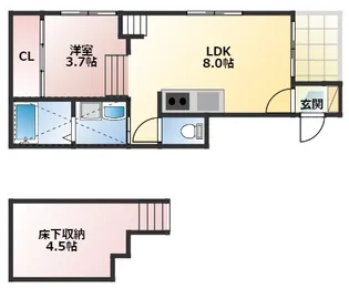ハーモニーテラス八熊II【1階】の間取り