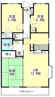 グランディール知手【4階】の間取り
