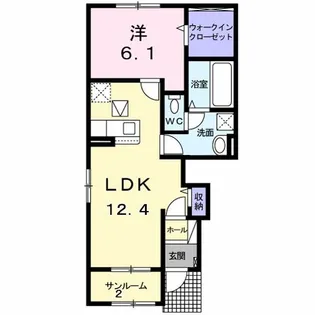 ヴィラ シャングリラ直江町 B【1階】の間取り