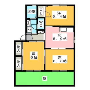 ウエストリバー C【1階】の間取り