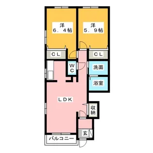 ミルトハーモニーA・B【1階】の間取り