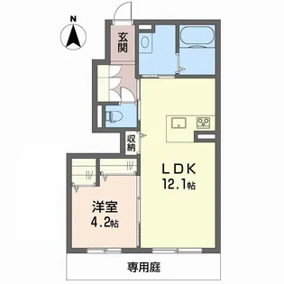 アトリエール北井門【1階】の間取り