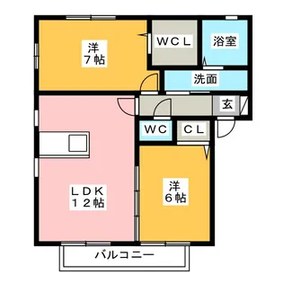 リバーイースト北畑B棟【2階】の間取り