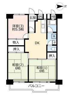 UR久喜中央ハイツ【7階】の間取り