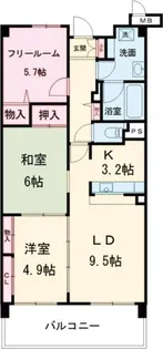 ヴェルテ忍ヶ丘II番館【6階】の間取り