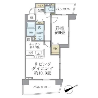 セザール第三三ノ輪【13階】の間取り