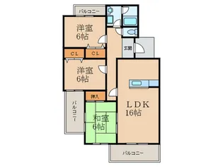 【エイブル管理】フローレスタ・シオン弐番館【3階】の間取り