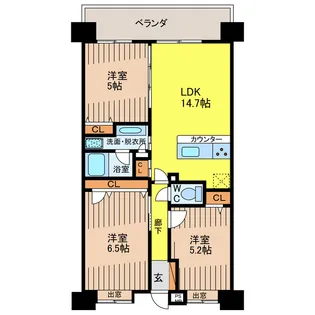 ライオンズ宜野湾ベイサイドアリーナ【4階】の間取り