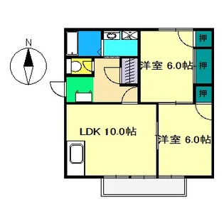 ハイツ北小松 1【2階】の間取り