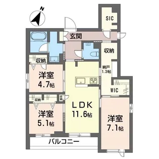 モンサンク【4階】の間取り