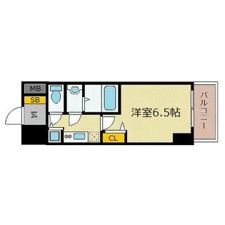 エス キュート京町堀【13階】の間取り