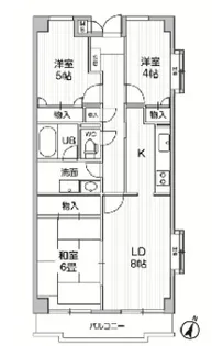 ウエルカーサ花小金井【5階】の間取り
