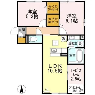 メゾンオランジュ【2階】の間取り