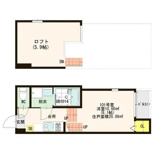ハーモニーテラス台原【2階】の間取り