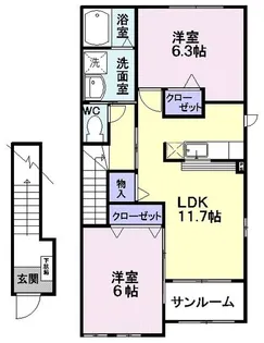 ベルサイド【2階】の間取り