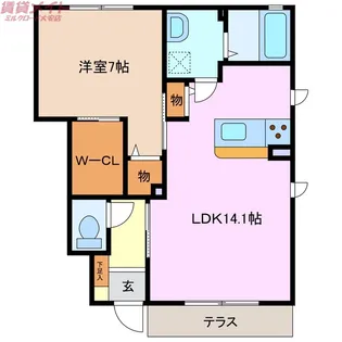リーフガーデンハイツD棟【1階】の間取り