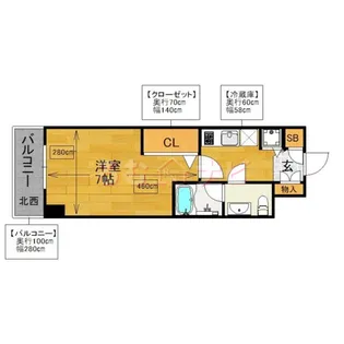 ピュアドームスタジオーネ平尾【2階】の間取り