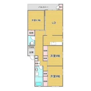 KTKハイム水前寺【3階】の間取り