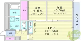 リエス榴ヶ岡【9階】の間取り