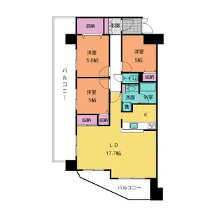 シャルマンコーポ鮎壺公園 801【8階】の間取り
