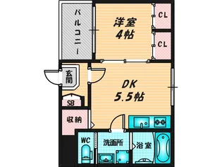 1DKの間取り画像