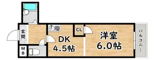 1DKの間取り画像