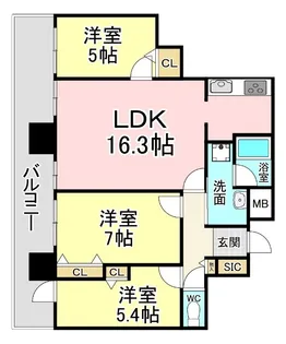 小倉D.C.TOWER【18階】の間取り