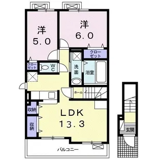 2LDKの間取り画像