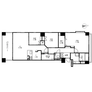 グランドハイツ岡田【6階】の間取り