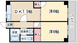 スカイハイム天神橋【4階】の間取り