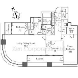 パークコート虎ノ門愛宕タワー【18階】の間取り