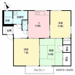 アイエス猪野 A棟【2階】の間取り
