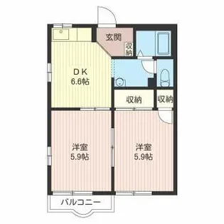 ロ ズウエストB【2階】の間取り