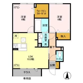 シャ ティグレ 弐番館【1階】の間取り