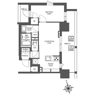 LIBR GRANT 西新宿WEST【7階】の間取り