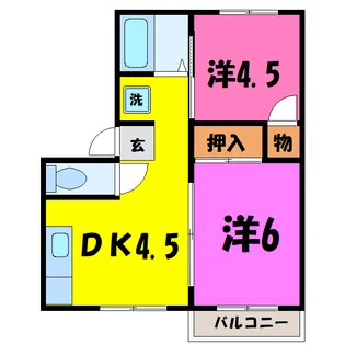 二子山ハイツA【2階】の間取り